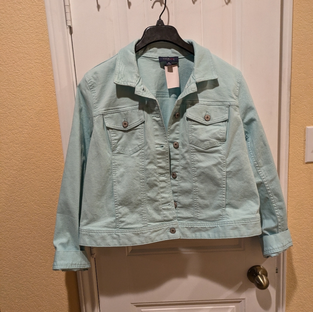 Talbots Stretch Jean Jacket   XL color Teal - Picture 6 of 16